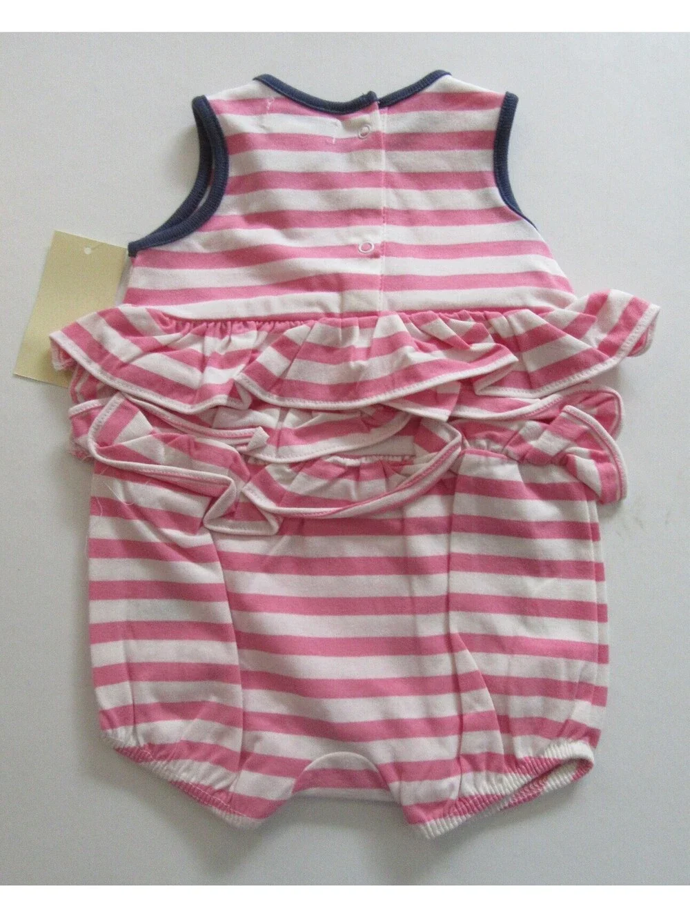 Ralph Lauren Baby Girls Shortall One Piece Seahorse Romper Pink Striped 3 Months
